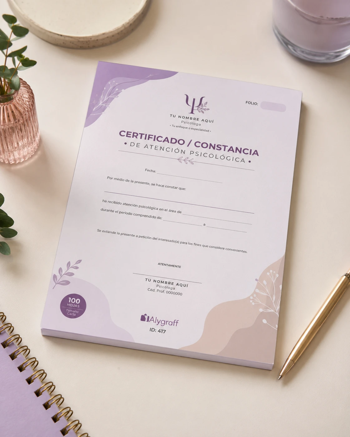 Certificado / Constancia de Atención Psicológica Personalizado