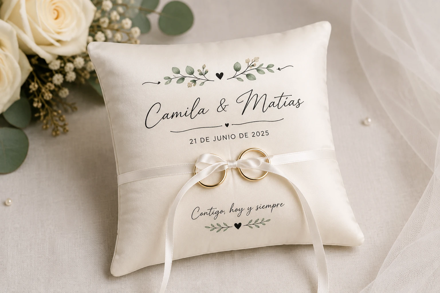 Cojín Porta Argollas Personalizado
