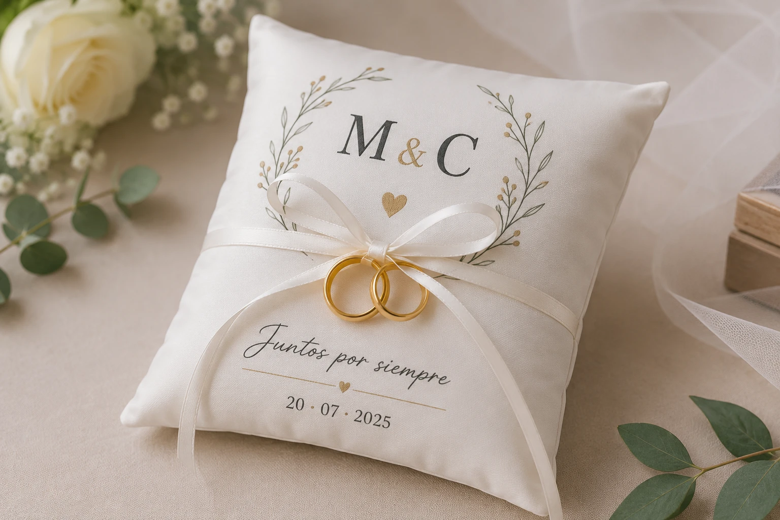 Cojín Porta Argollas Personalizado