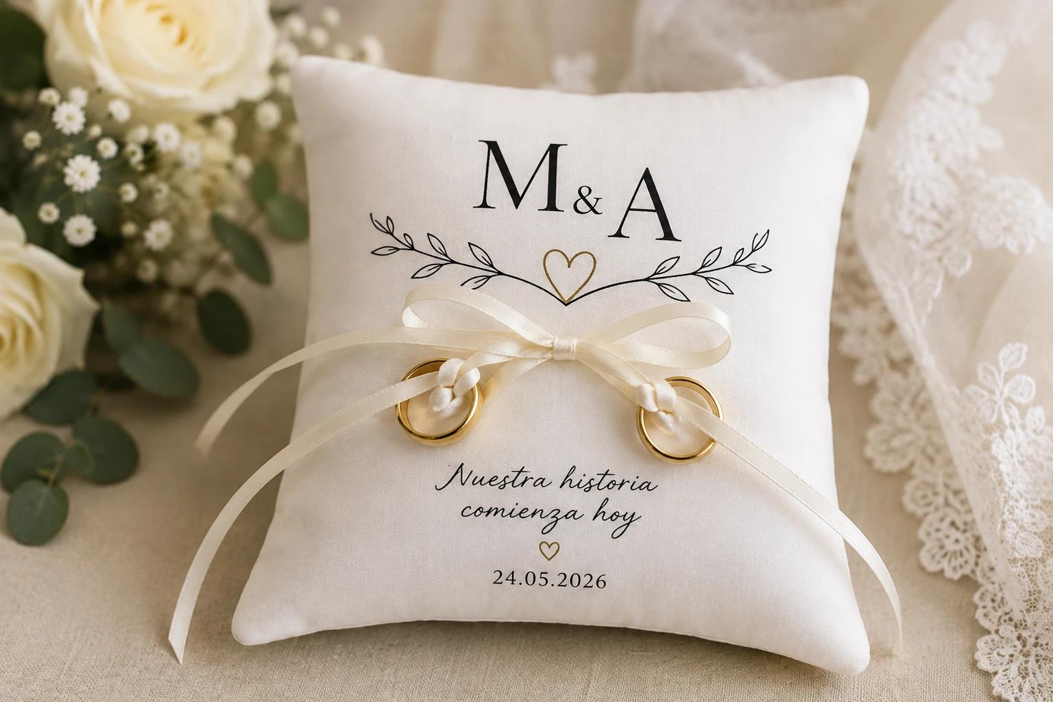 Cojín Porta Argollas Personalizado