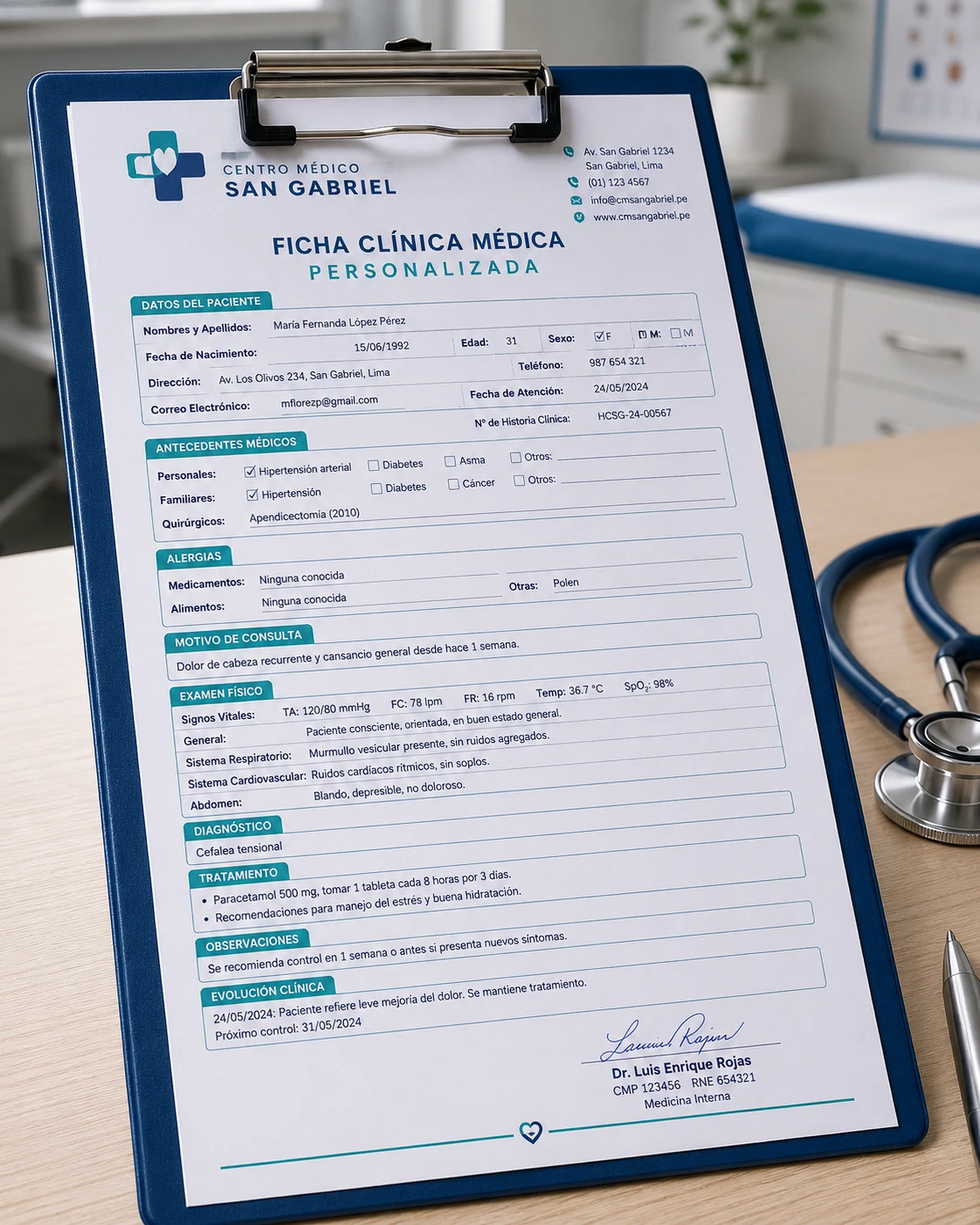 Ficha Clínica Médica Personalizada
