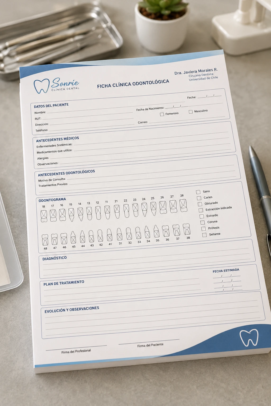 Ficha Clínica Odontológica con Odontograma