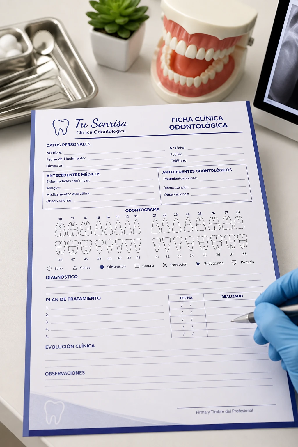 Ficha Clínica Odontológica con Odontograma