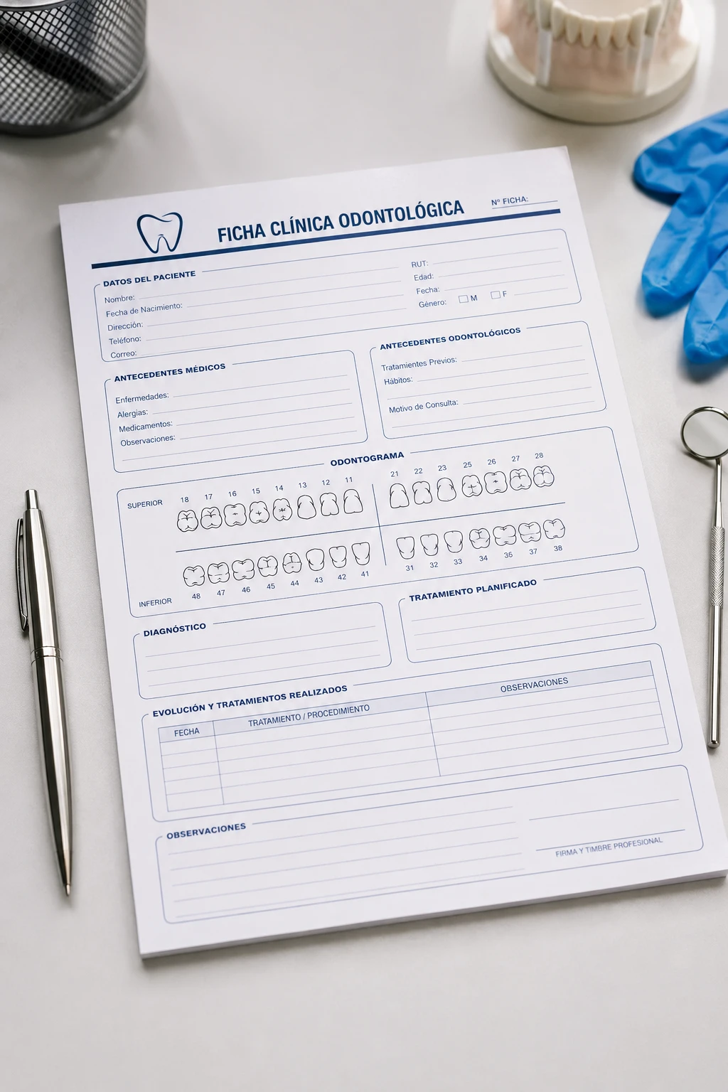 Ficha Clínica Odontológica con Odontograma