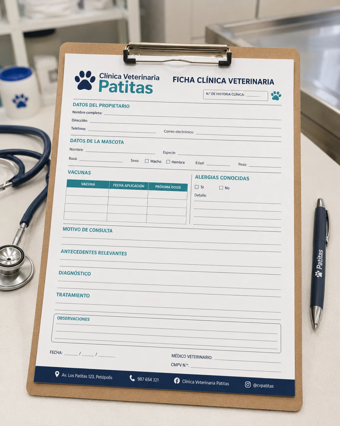 Ficha Clínica Veterinaria Personalizada