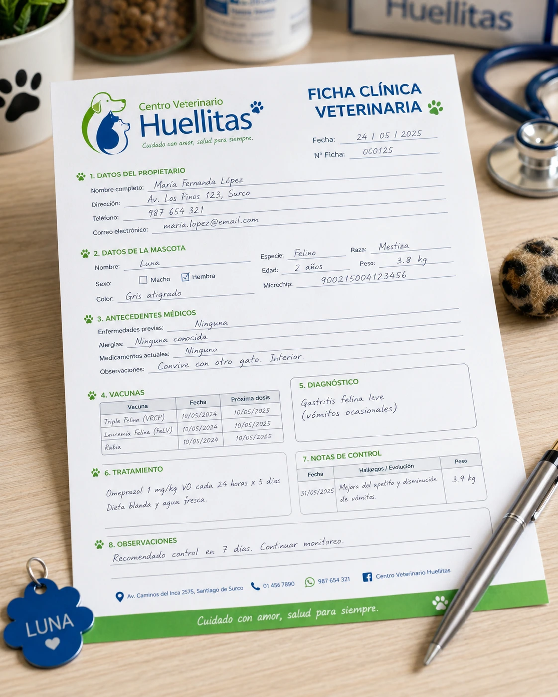 Ficha Clínica Veterinaria Personalizada