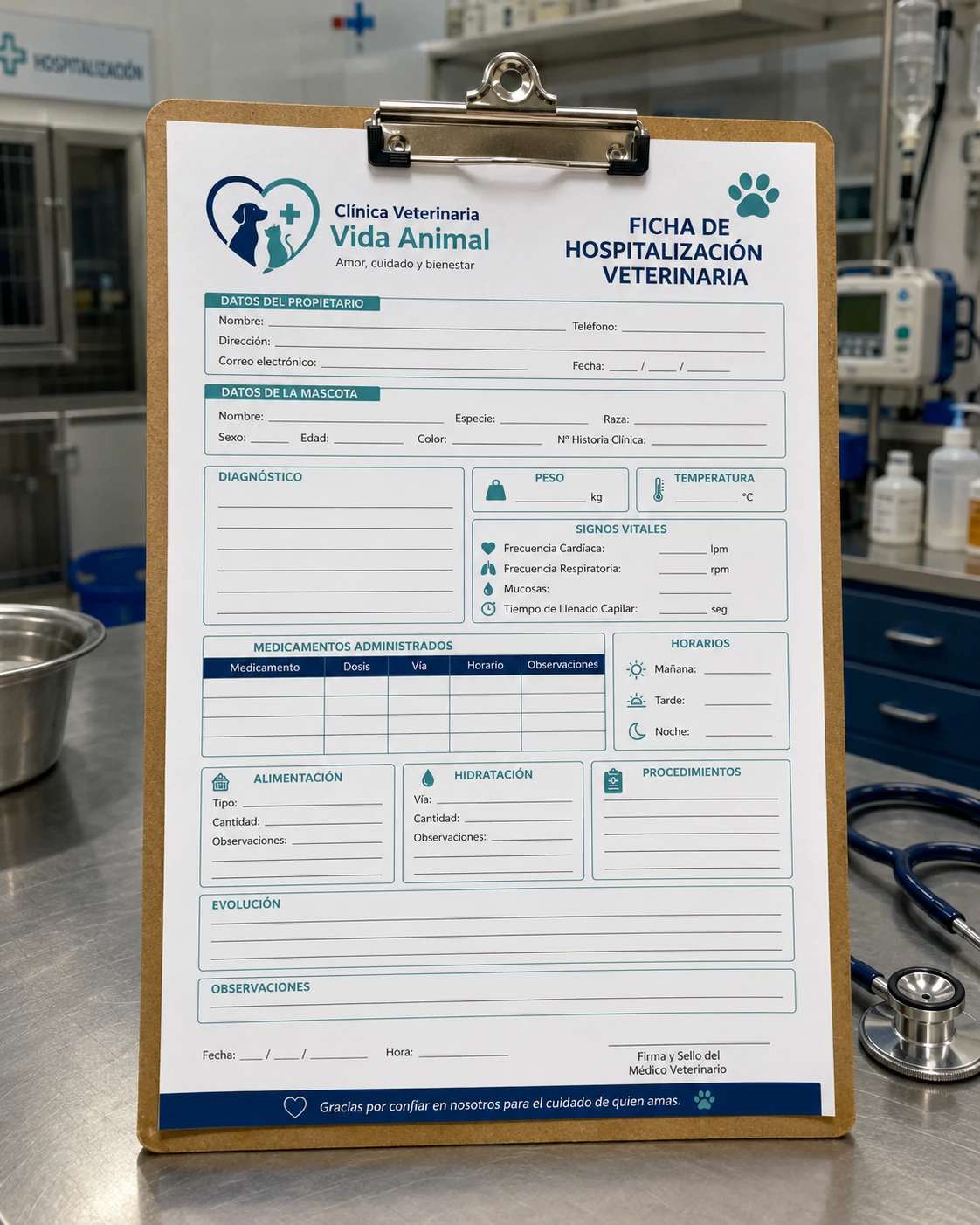 Ficha de Hospitalización Veterinaria