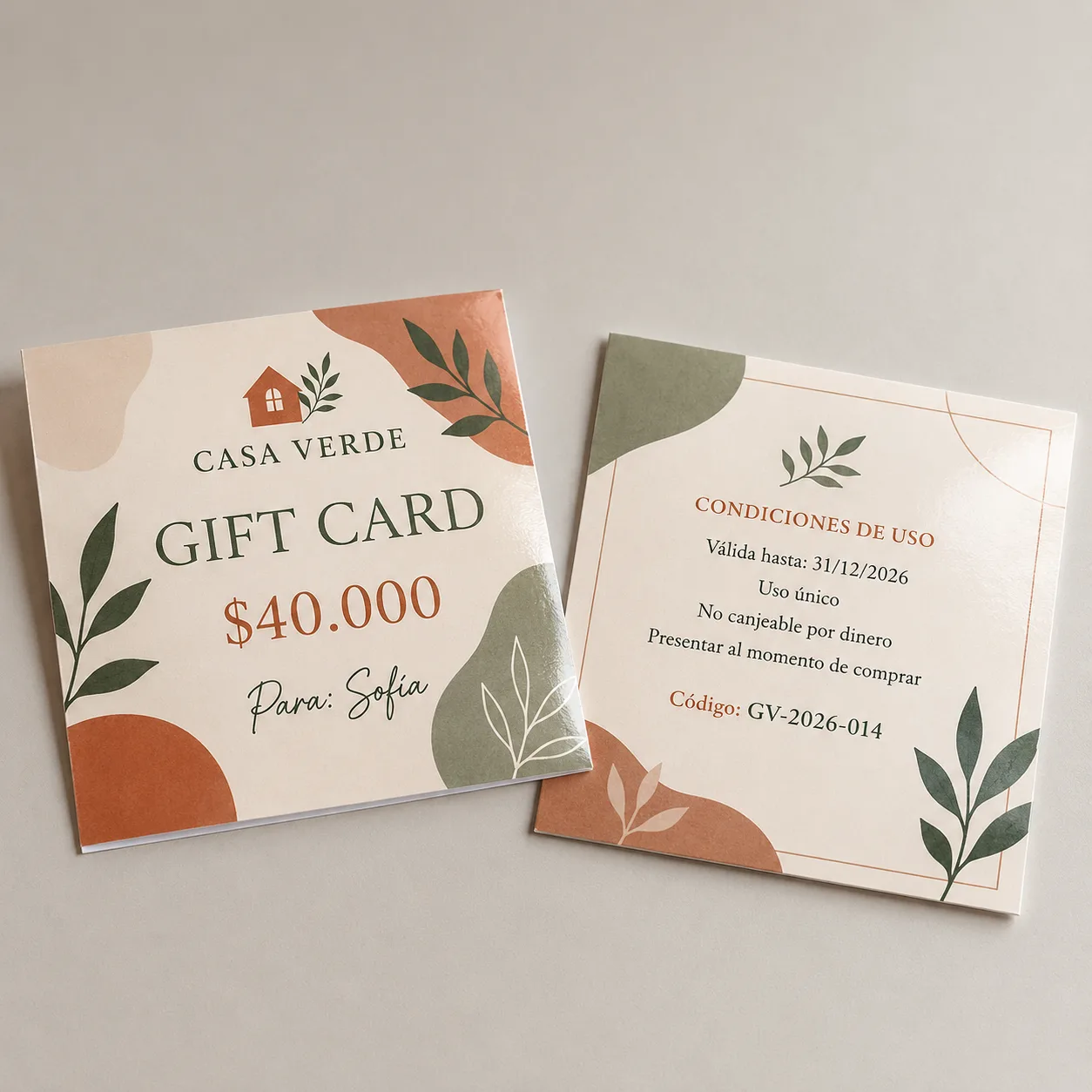 Giftcard Personalizada en Papel Fotográfico