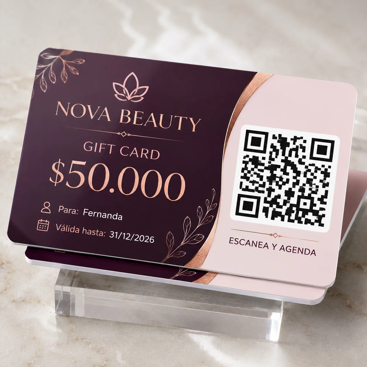 Giftcard Personalizada en PVC con Código QR