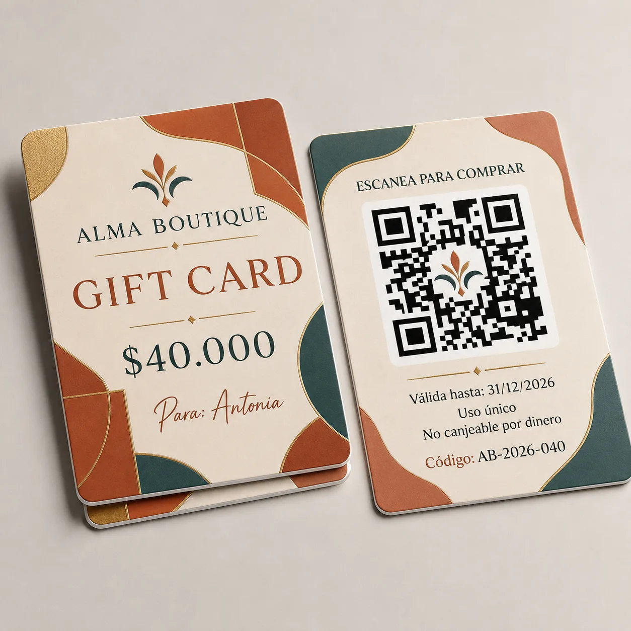 Giftcard Personalizada en PVC con Código QR
