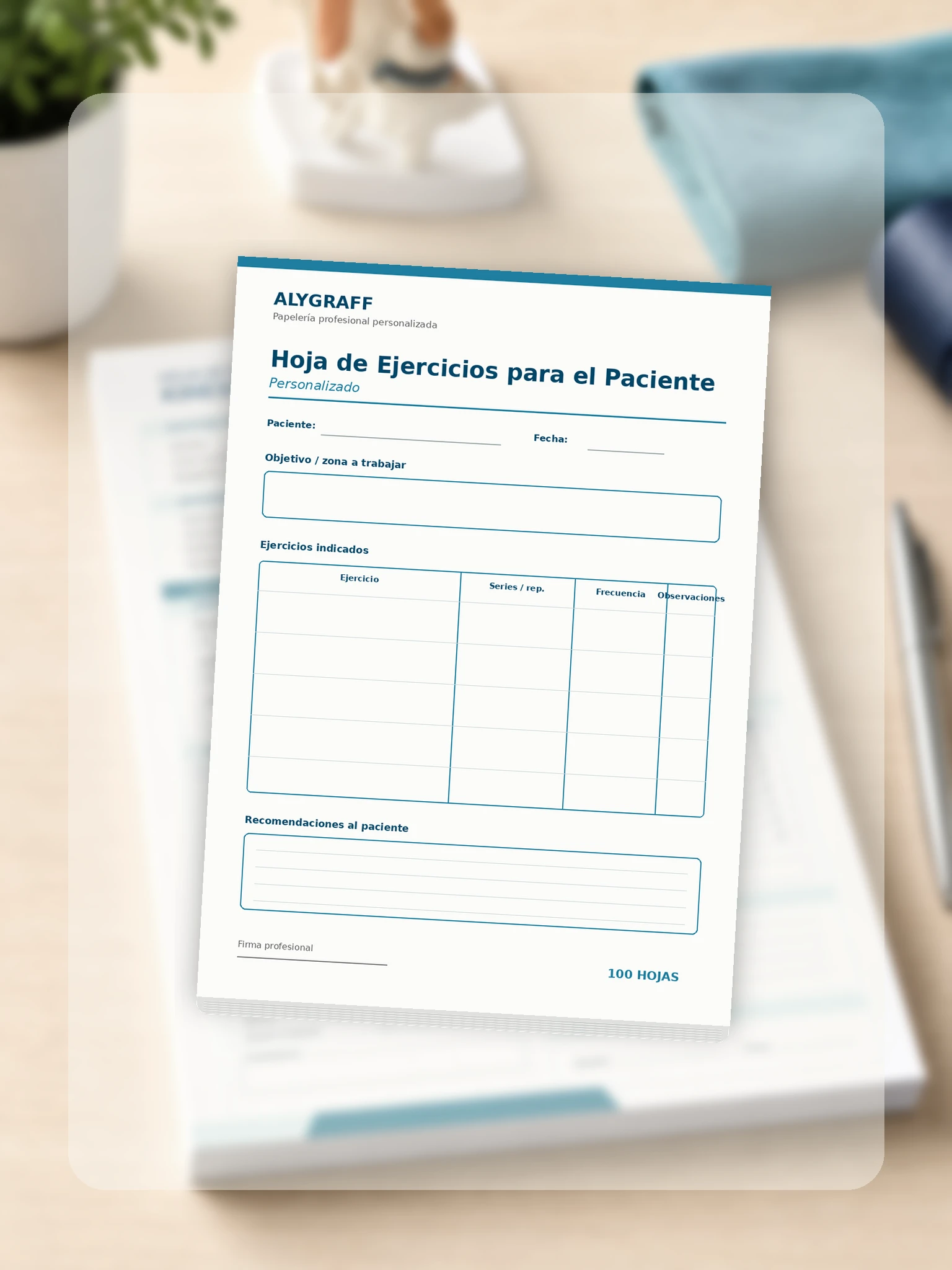 Hoja de Ejercicios para el Paciente Personalizada