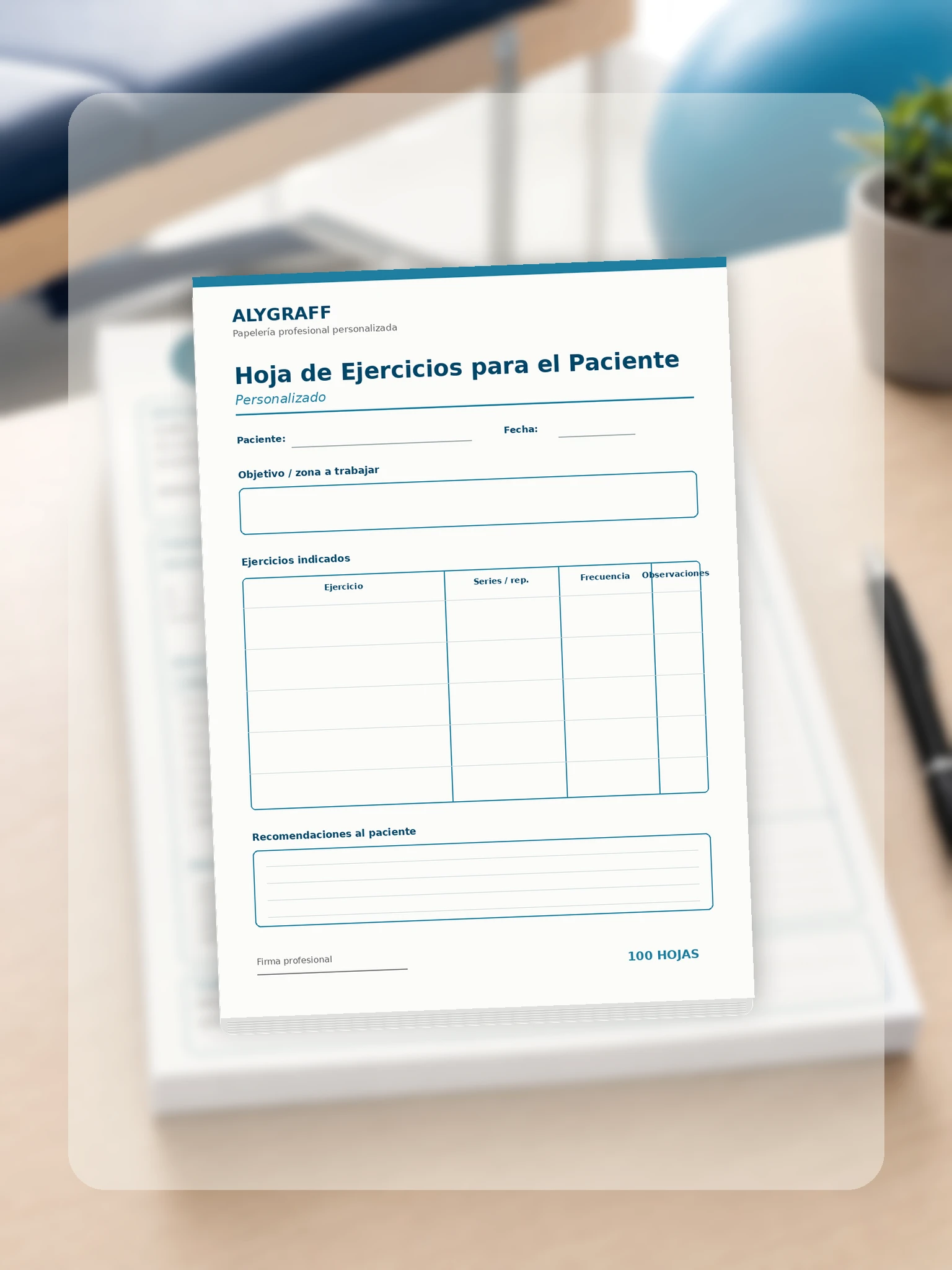 Hoja de Ejercicios para el Paciente Personalizada