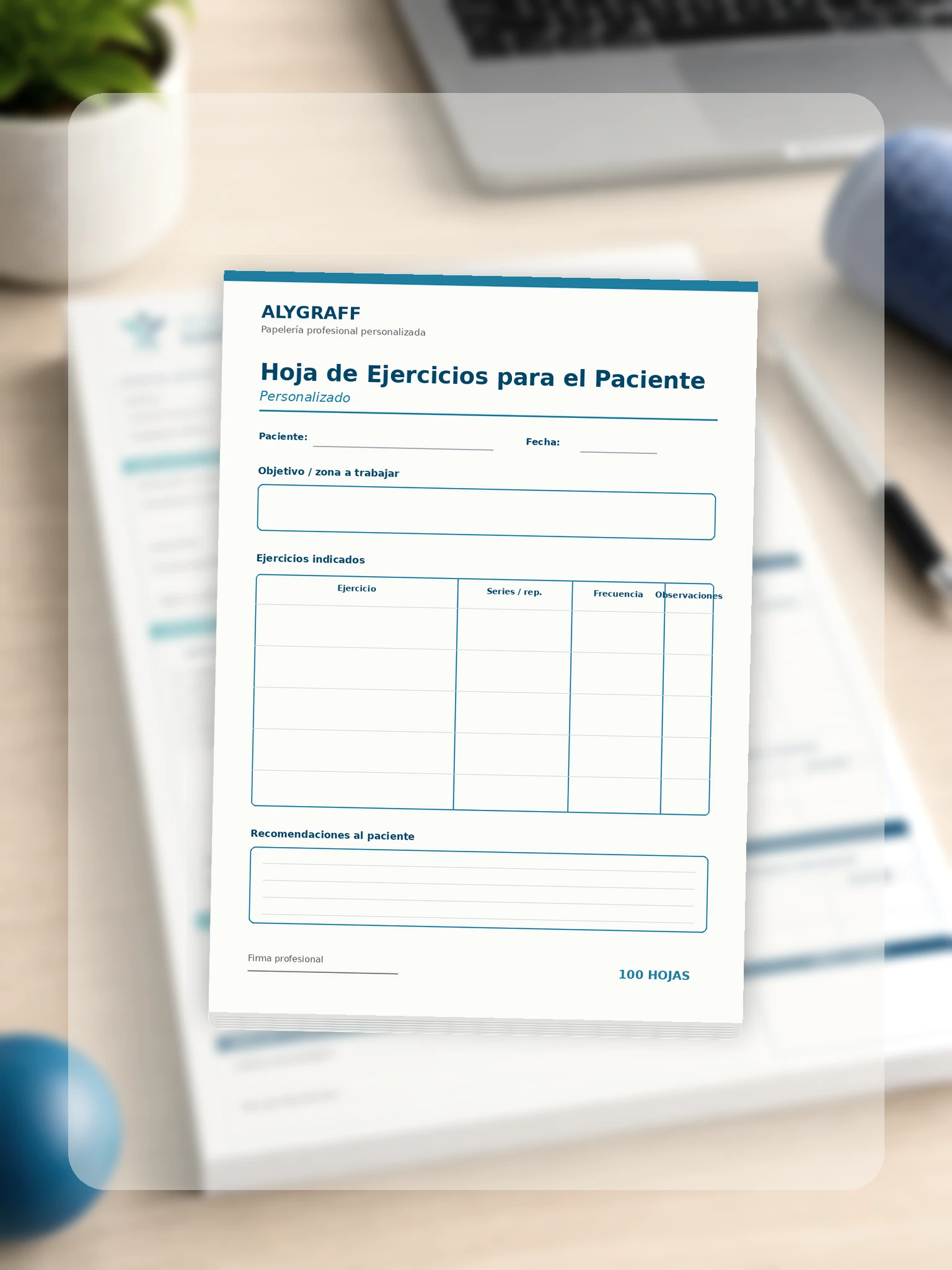 Hoja de Ejercicios para el Paciente Personalizada