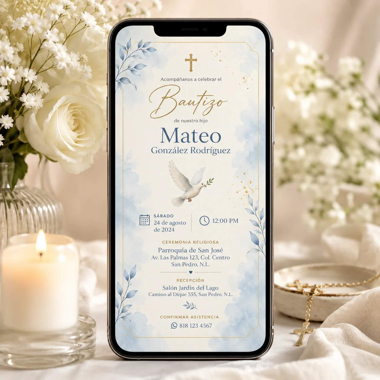 Invitación Digital de Bautizo