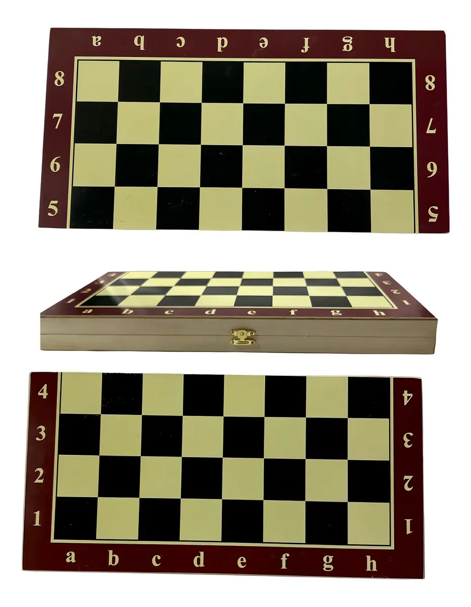 Juego De Ajedrez De Madera + Damas + Backgammon