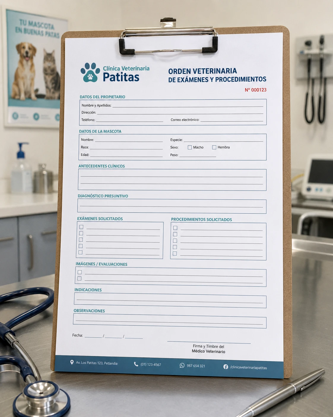 Orden Veterinaria de Exámenes y Procedimientos