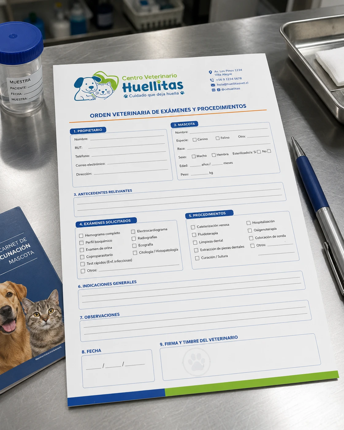 Orden Veterinaria de Exámenes y Procedimientos