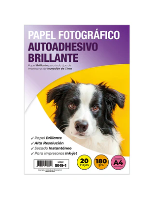 Papel Fotografico Inkjet Autoadhesivo Brillante A4 180 Gr 20 Hjs Adetec