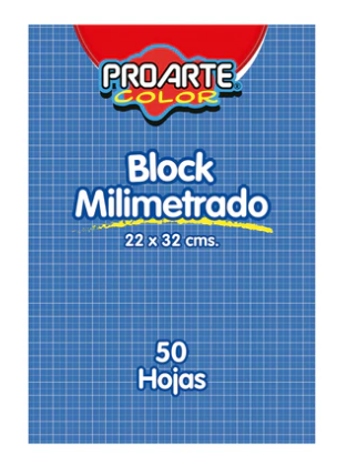 Papel Milimetrado Oficio Block 22 X 32 Cm 50 Hojas Proarte