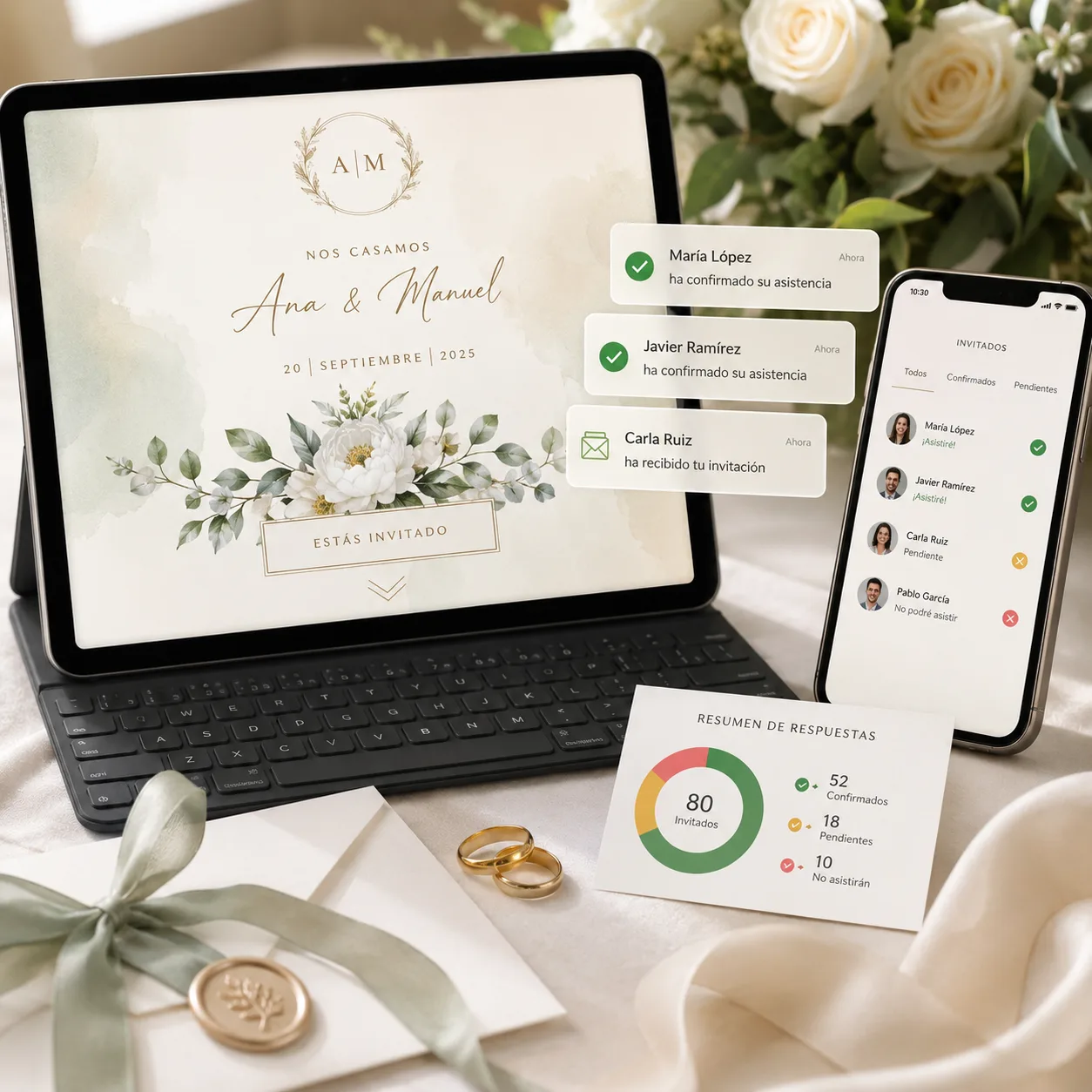 Parte de Matrimonio Digital + Gestión de Invitados