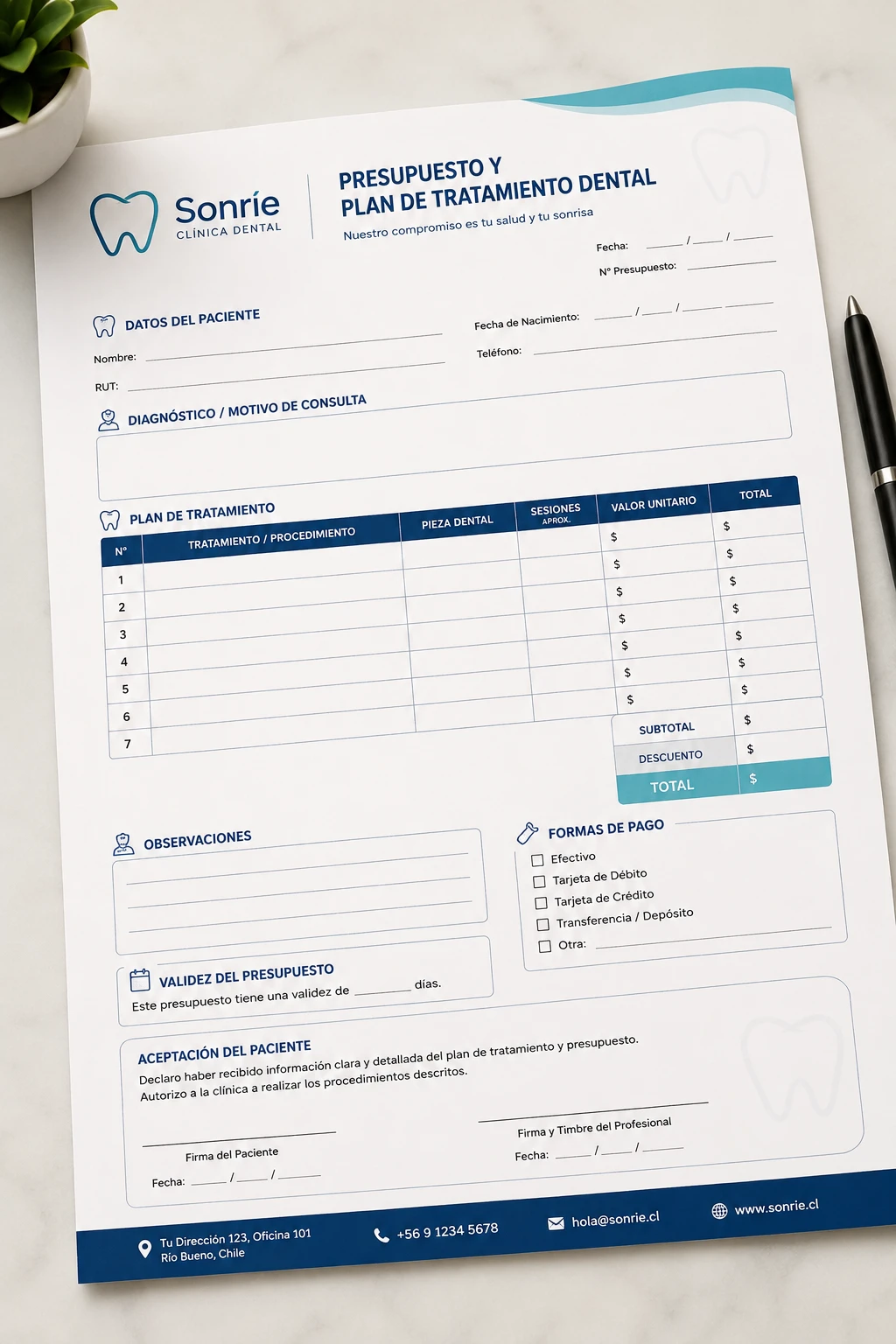 Presupuesto y Plan de Tratamiento Dental Personalizado