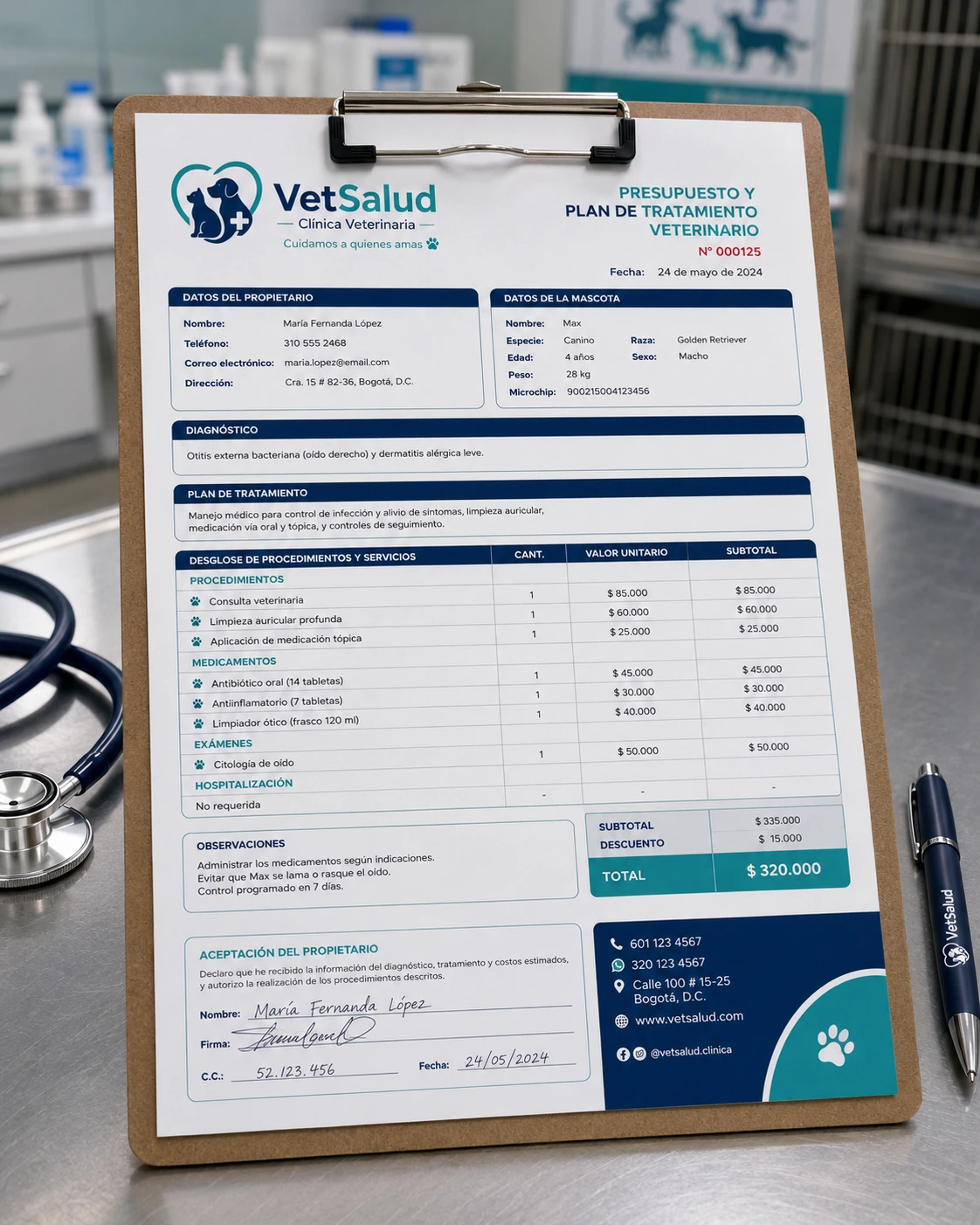 Presupuesto y Plan de Tratamiento Veterinario