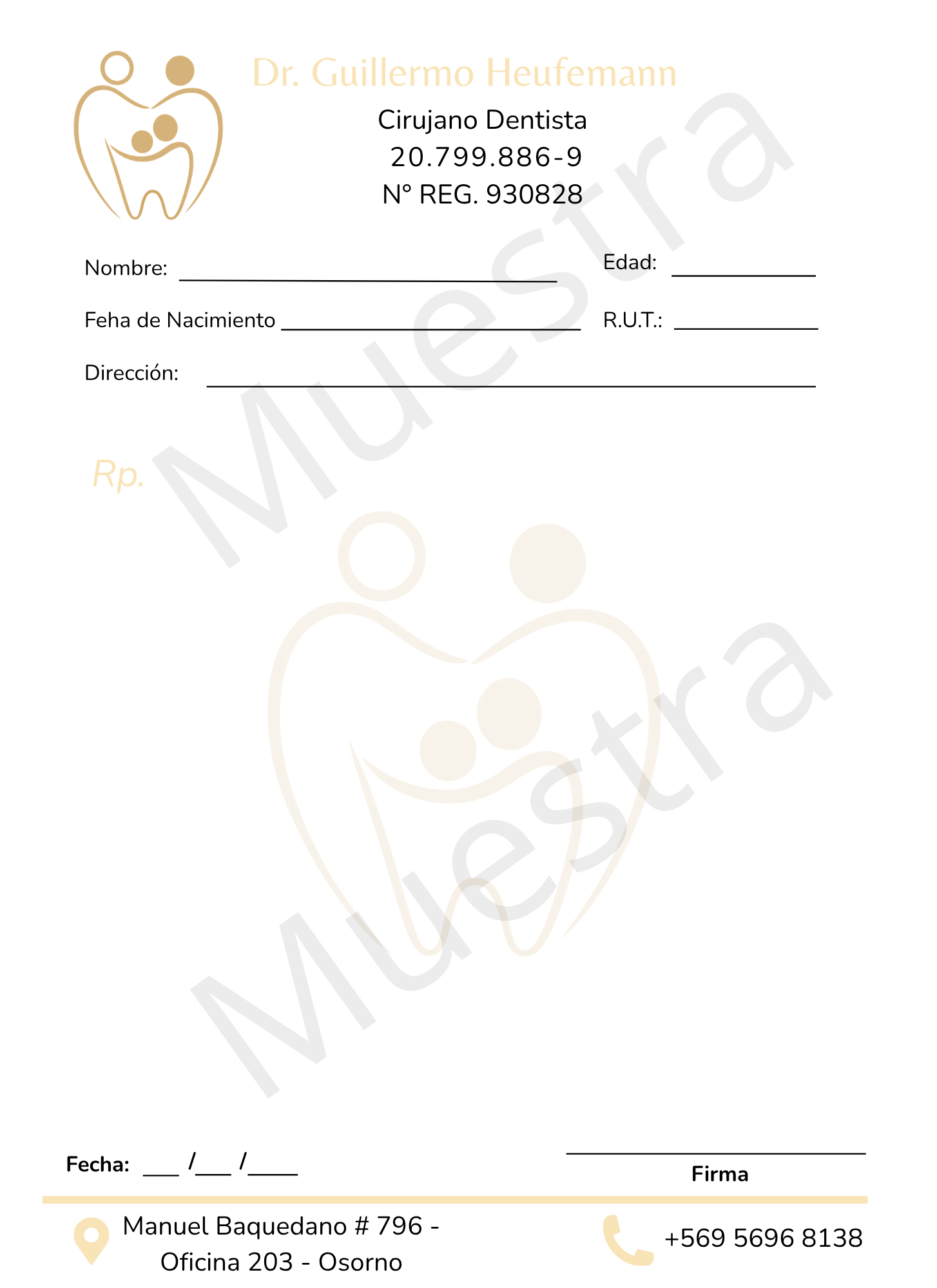 Recetario medico odontólogo 100 hojas diseño gratis