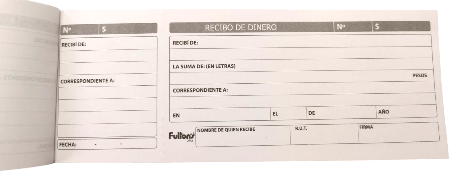 Recibo de dinero, 50 hojas – Fultons