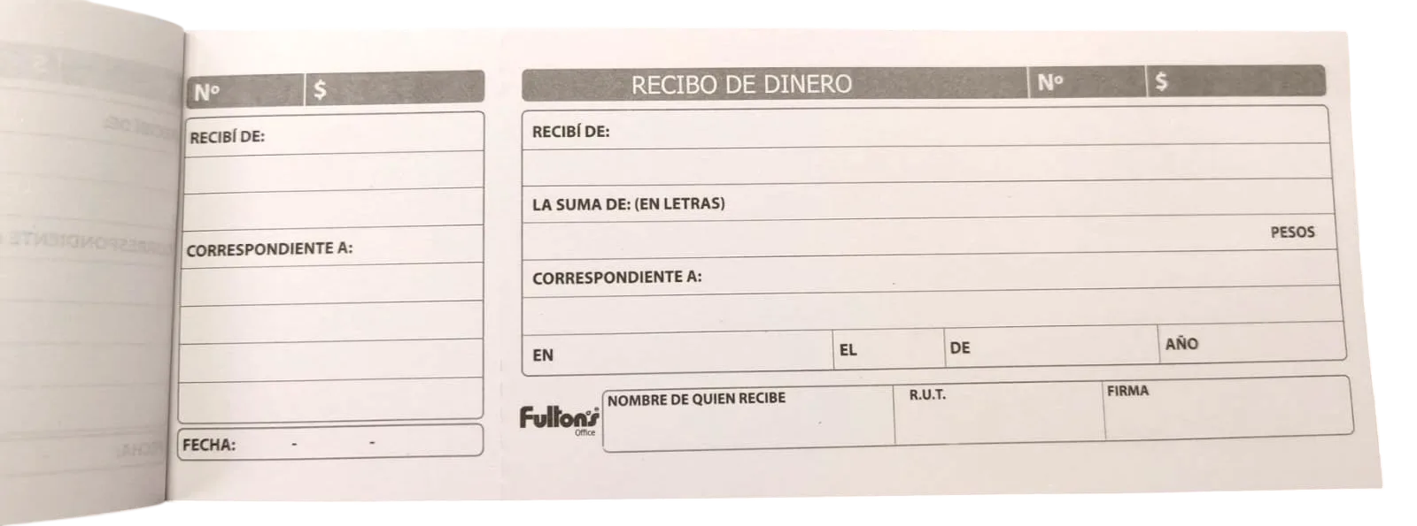 Recibo de dinero, 50 hojas – Fultons