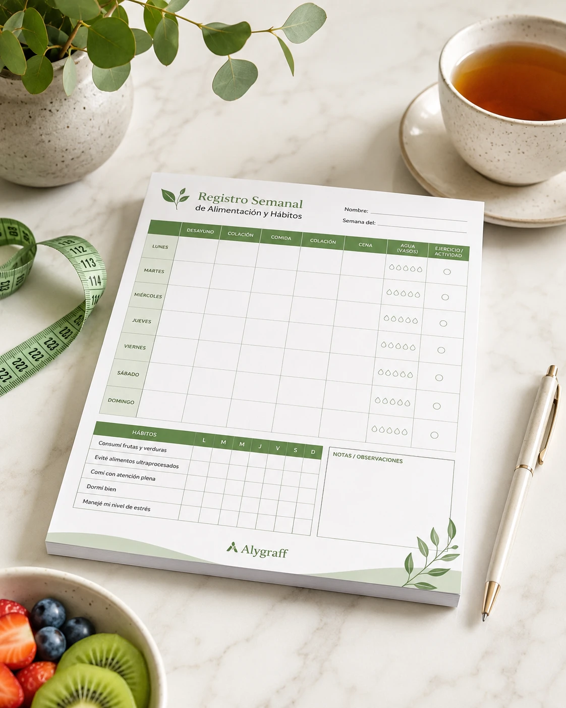 Registro Semanal de Alimentación y Hábitos