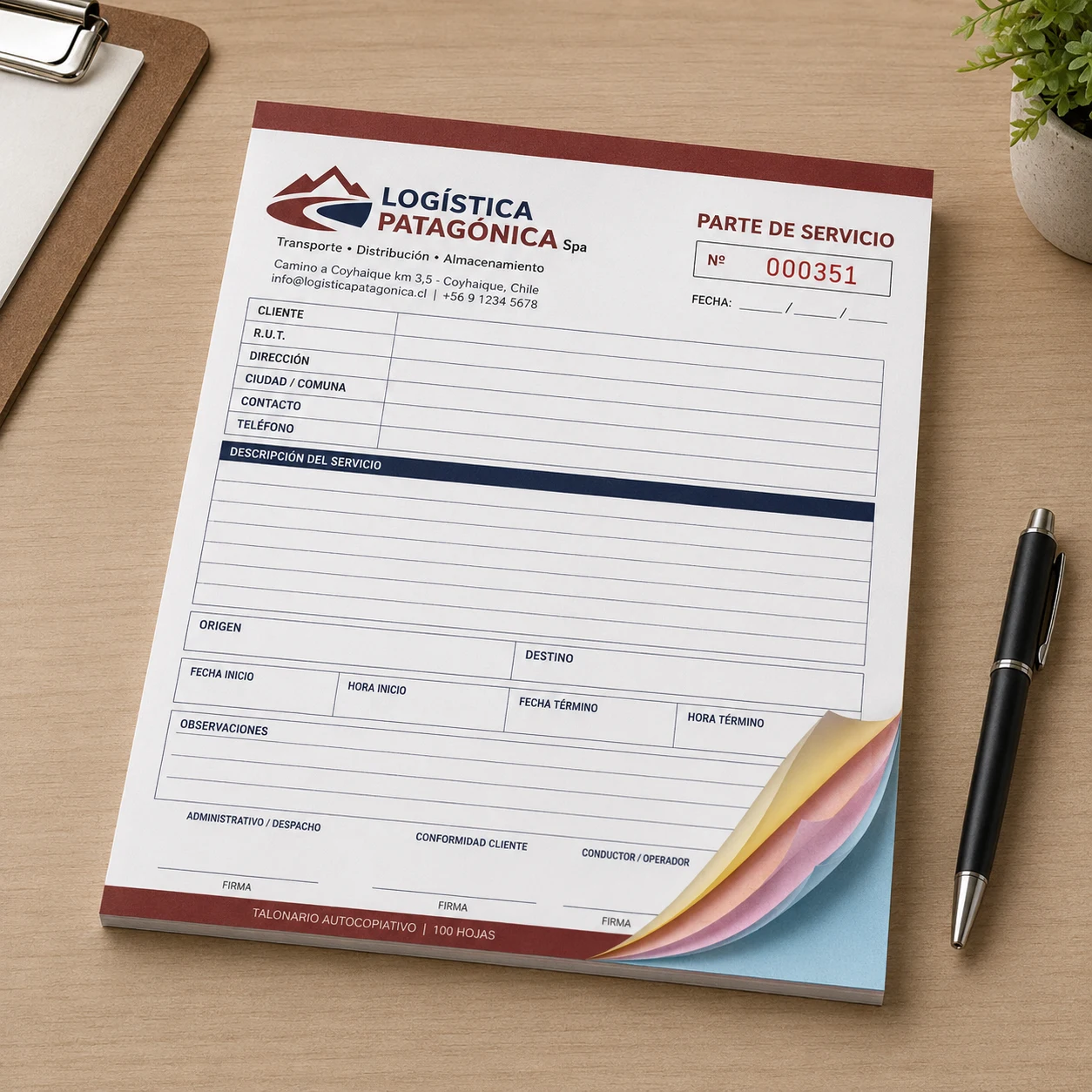 Talonario Carta Personalizado Autocopiativo