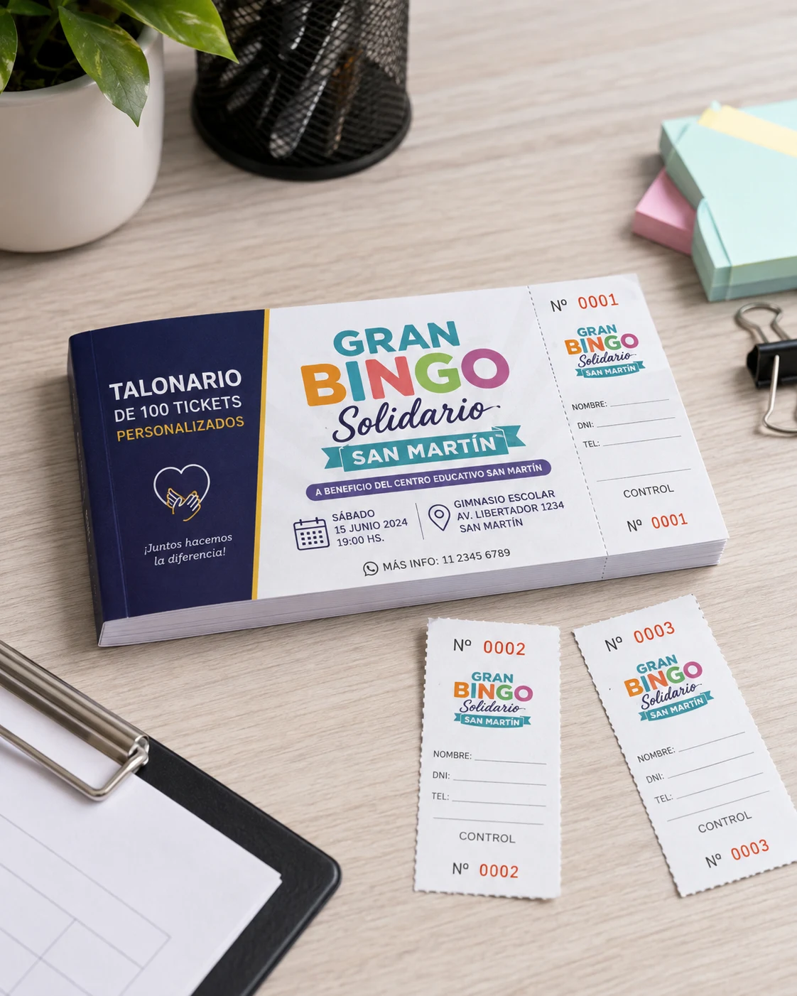 Talonario de 100 Tickets Personalizados