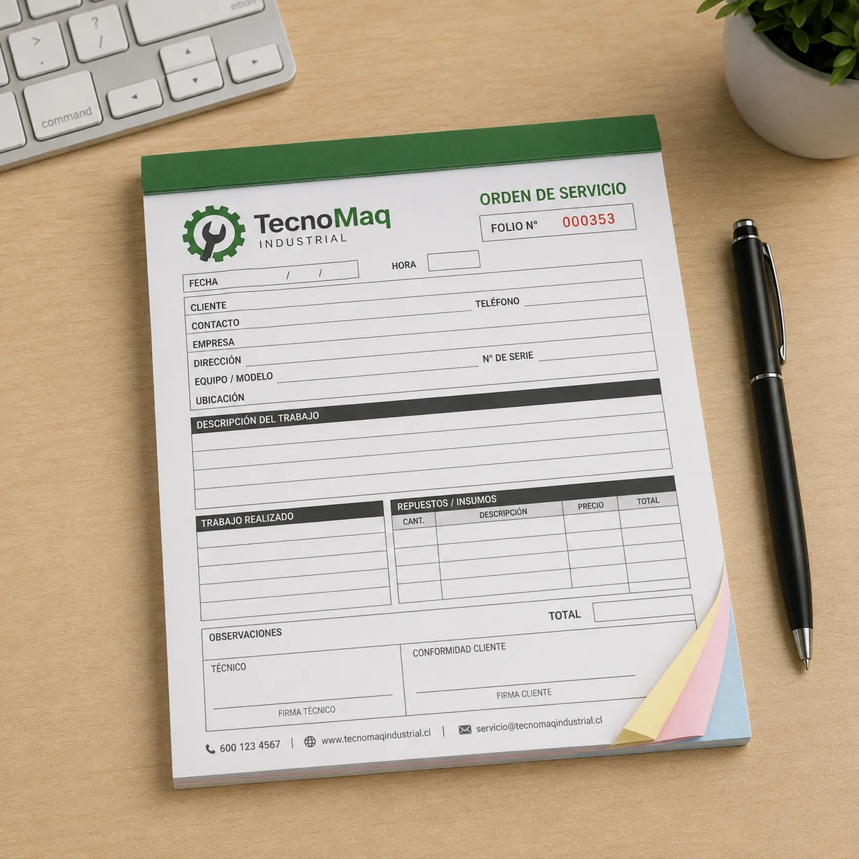 Talonario Orden de Servicio Carta