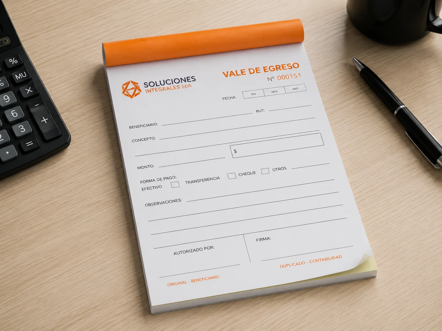 Talonario Vales de Egreso 1/2 Carta