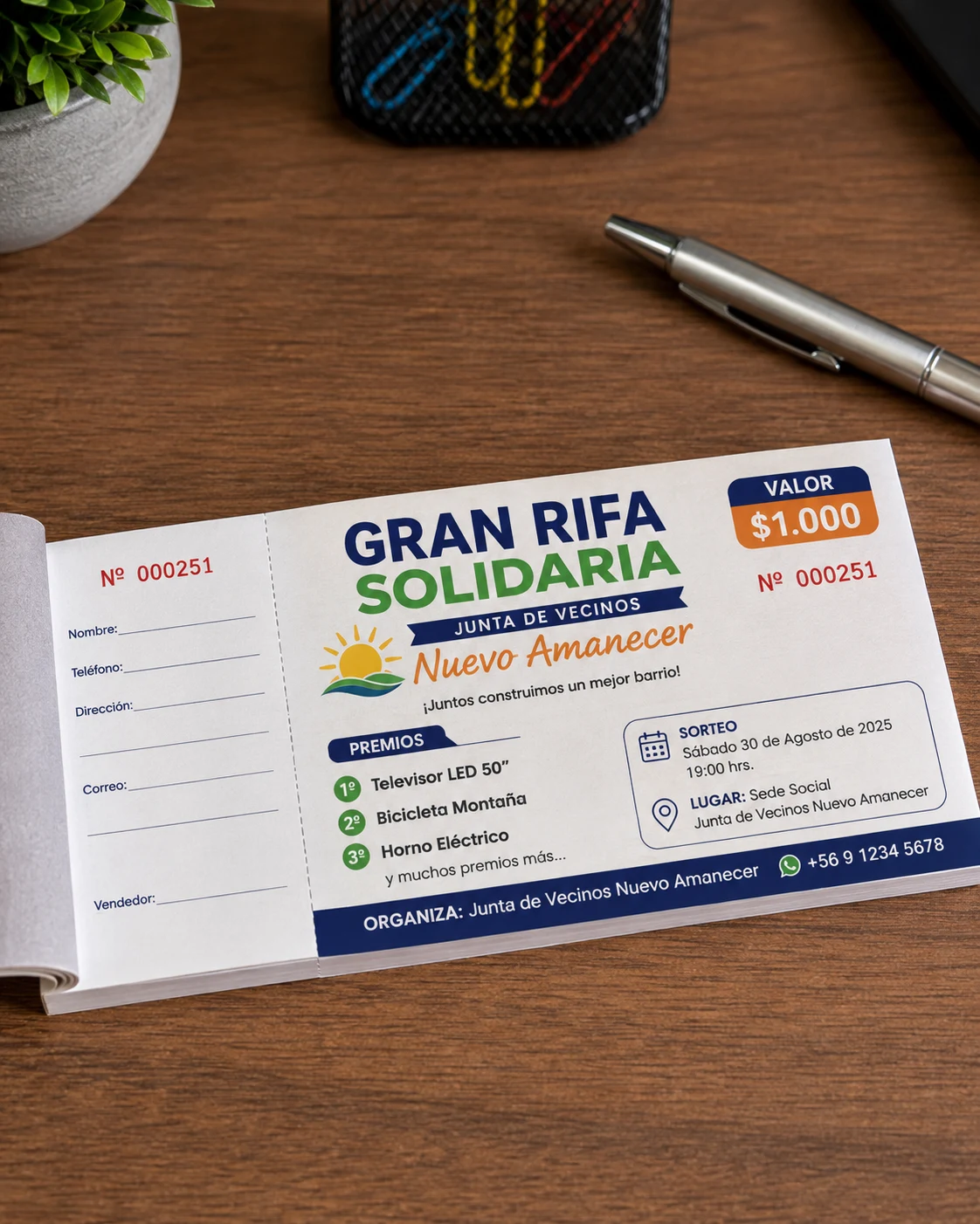 Talonarios de Rifas Personalizados con Prepicado