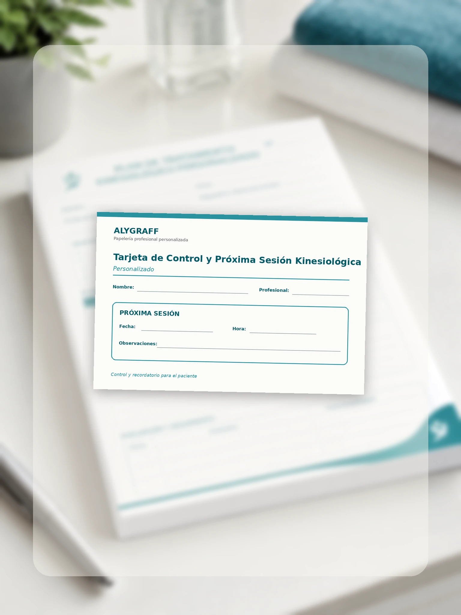 Tarjeta de Control y Próxima Sesión Kinesiológica