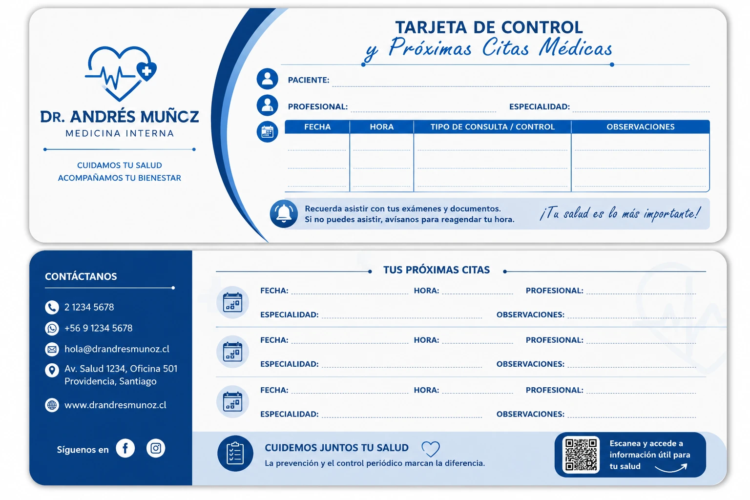 Tarjeta de Control y Próximas Citas Médicas