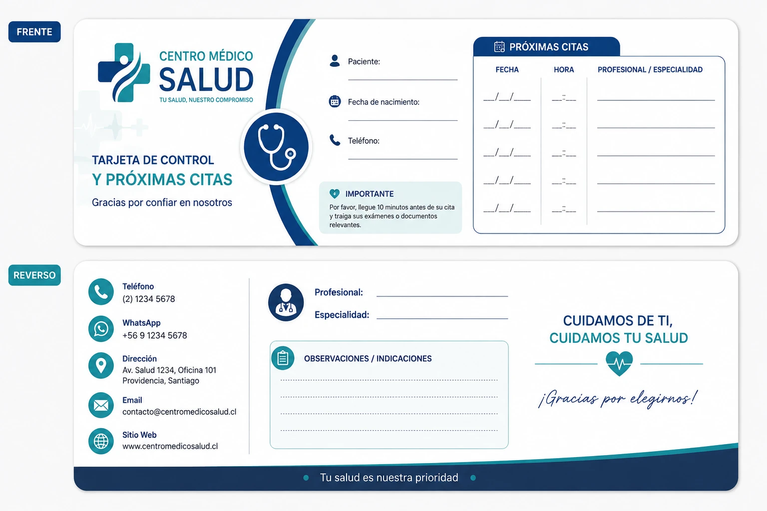 Tarjeta de Control y Próximas Citas Médicas