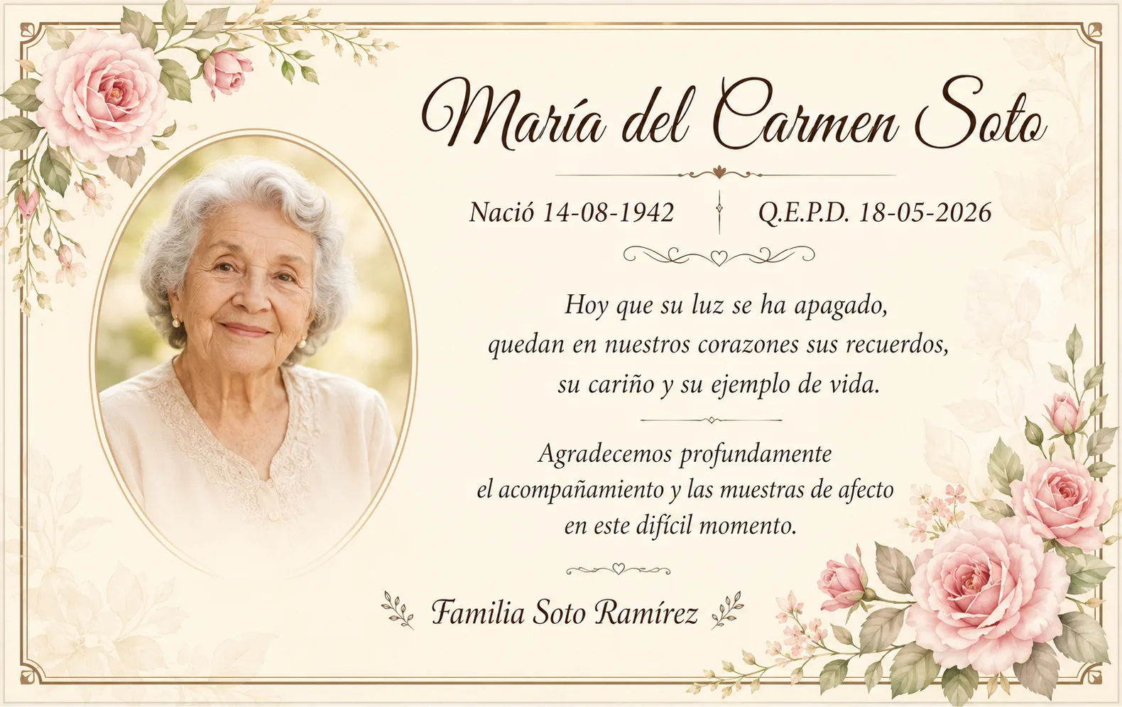 Tarjetas de condolencias en papel fotográfico 300 grs
