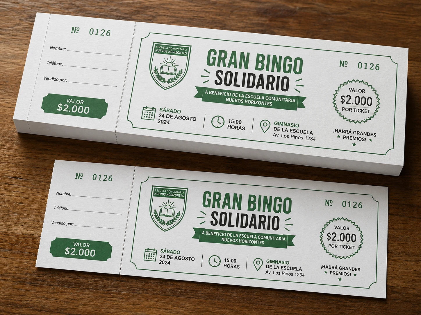 Tickets Personalizados en Papel Grueso con Prepicado